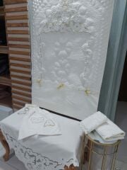 BEYAZ İŞ SECCADE TAKIMI (ÜRÜNLERİMİZ GÖRSEL AMAÇLIDIR SİPARİŞ ALINIR)