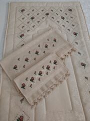 KANEVİÇE TELKIRMA SECCADE TAKIMI (ÜRÜNLERİMİZ GÖRSEL AMAÇLIDIR SİPARİŞ ALINIR )