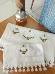 Analı Kızlı Fiesta Soft Pamuk Polyester Karışımı Havlu (Turkuaz+Turuncu) (ÜRÜNLERİMİZ GÖRSEL AMAÇLIDIR SİPARİŞ ALINIR)