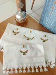 Analı Kızlı Fiesta Soft Pamuk Polyester Karışımı Havlu (Turkuaz+Turuncu) (ÜRÜNLERİMİZ GÖRSEL AMAÇLIDIR SİPARİŞ ALINIR)