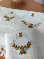 Analı Kızlı Fiesta Soft Pamuk Polyester Karışımı Havlu (Turkuaz+Turuncu) (ÜRÜNLERİMİZ GÖRSEL AMAÇLIDIR SİPARİŞ ALINIR)