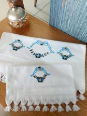 Analı Kızlı Fiesta Soft Pamuk Polyester Karışımı Havlu (Mavi-Koyu Yeşil) (ÜRÜNLERİMİZ GÖRSEL AMAÇLIDIR SİPARİŞ ALINIR)