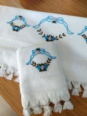 Analı Kızlı Fiesta Soft Pamuk Polyester Karışımı Havlu (Mavi-Koyu Yeşil) (ÜRÜNLERİMİZ GÖRSEL AMAÇLIDIR SİPARİŞ ALINIR)