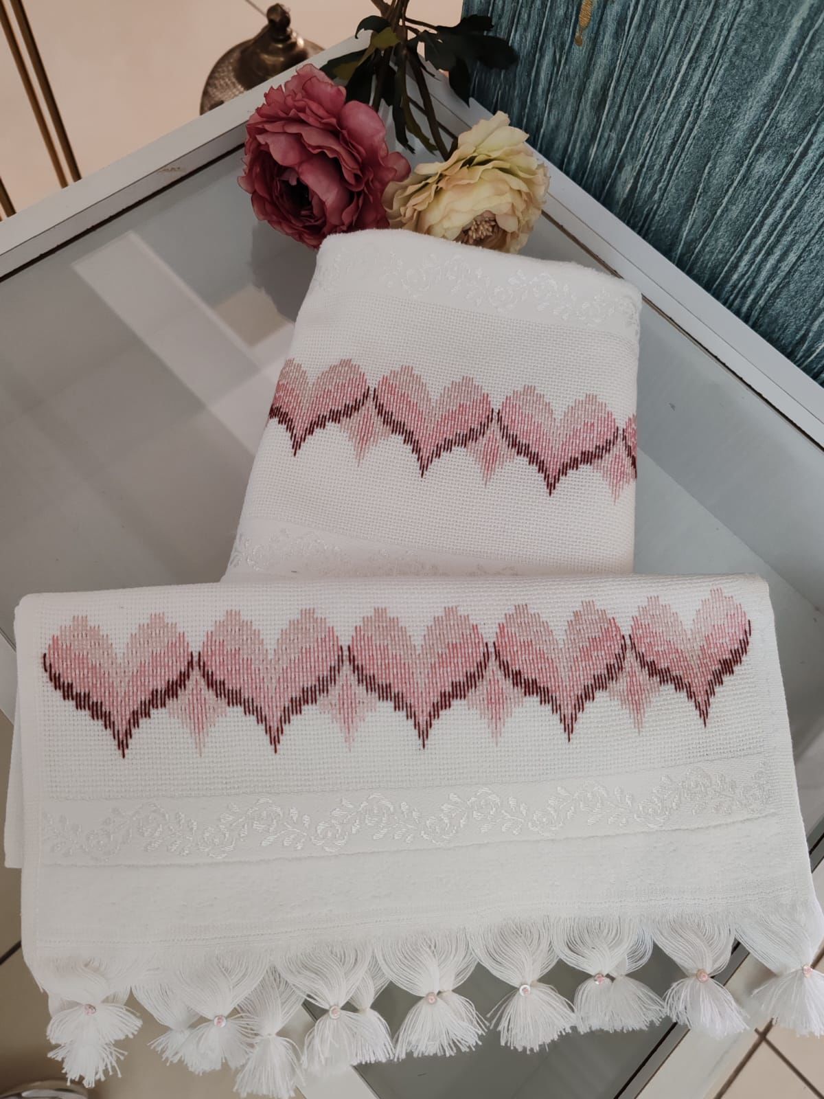 BARGELLO İŞİ HAVLU TAKIMI (ÜRÜNLERİMİZ GÖRSEL AMAÇLIDIR SİPARİŞ ALINIR)