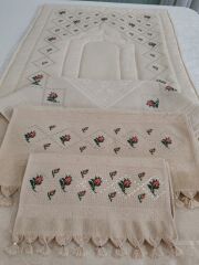 KANEVİÇE TELKIRMA SECCADE TAKIMI (ÜRÜNLERİMİZ GÖRSEL AMAÇLIDIR SİPARİŞ ALINIR )