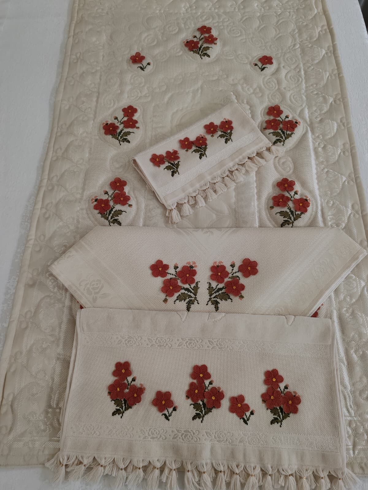 KANEVİÇE İĞNE OYASI SECCADE TAKIMI (ÜRÜNLERİMİZ GÖRSEL AMAÇLIDIR SİPARİŞ ALINIR)